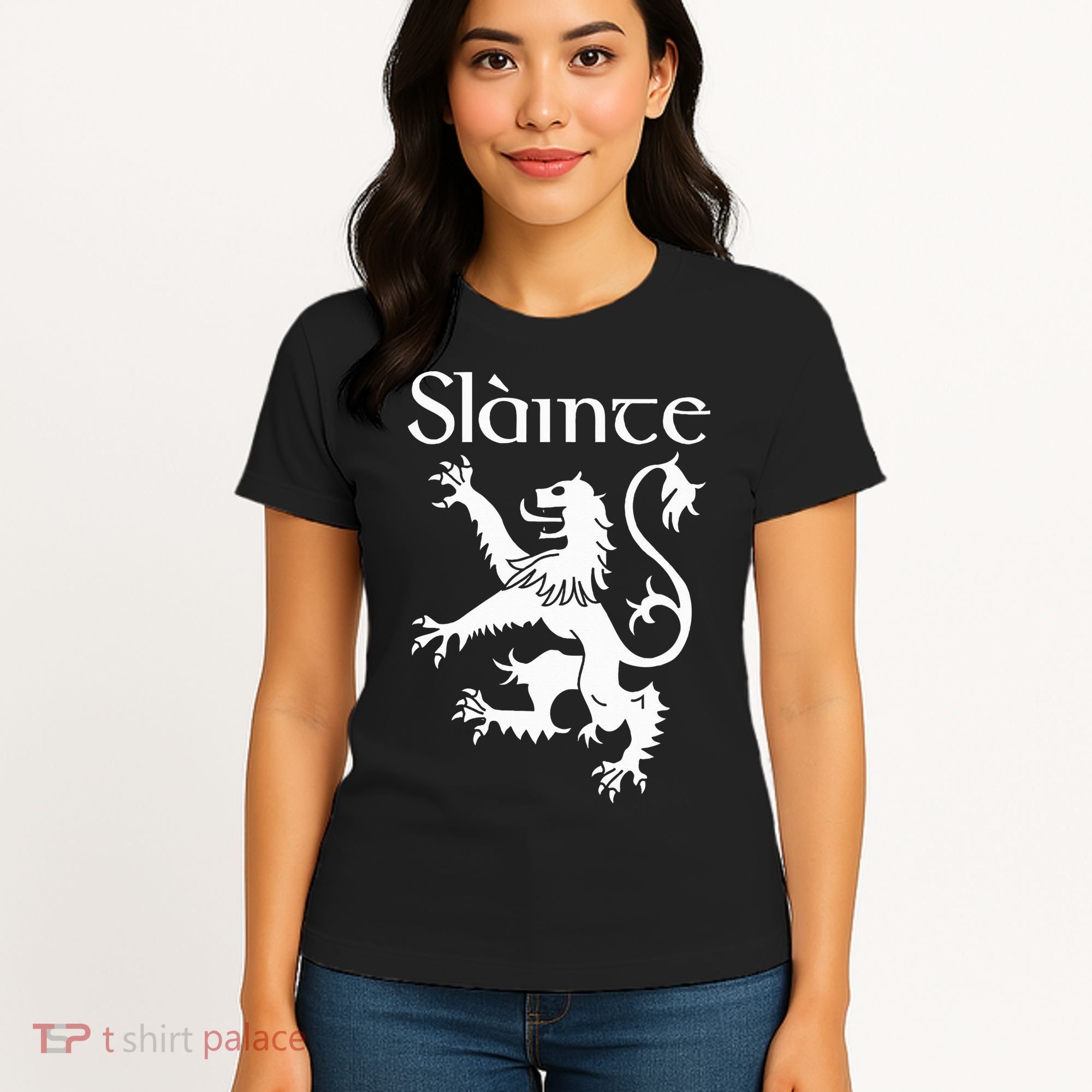Slainte Cheers In Scots Gaelic Scottish Lion Rampant Women's T-Shirt