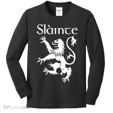Slainte Cheers In Scots Gaelic Scottish Lion Rampant Kids Long Sleeve Shirt