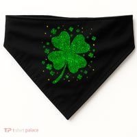 Sparkle Clover Irish For St Patricks & Pattys Day USA-Made Doggie Bandana thumb 0