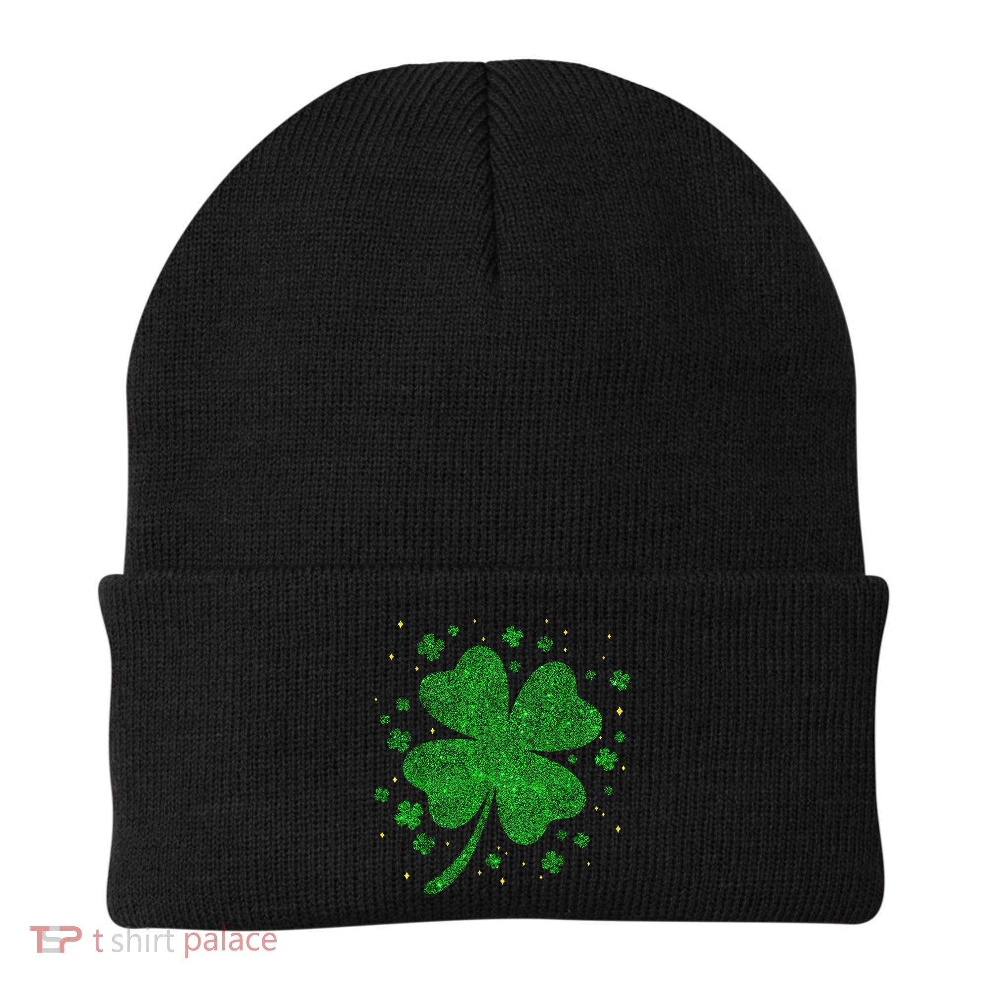 Sparkle Clover Irish For St Patricks & Pattys Day Beanie