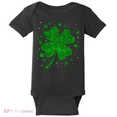 Sparkle Clover Irish For St Patricks & Pattys Day Baby Bodysuit