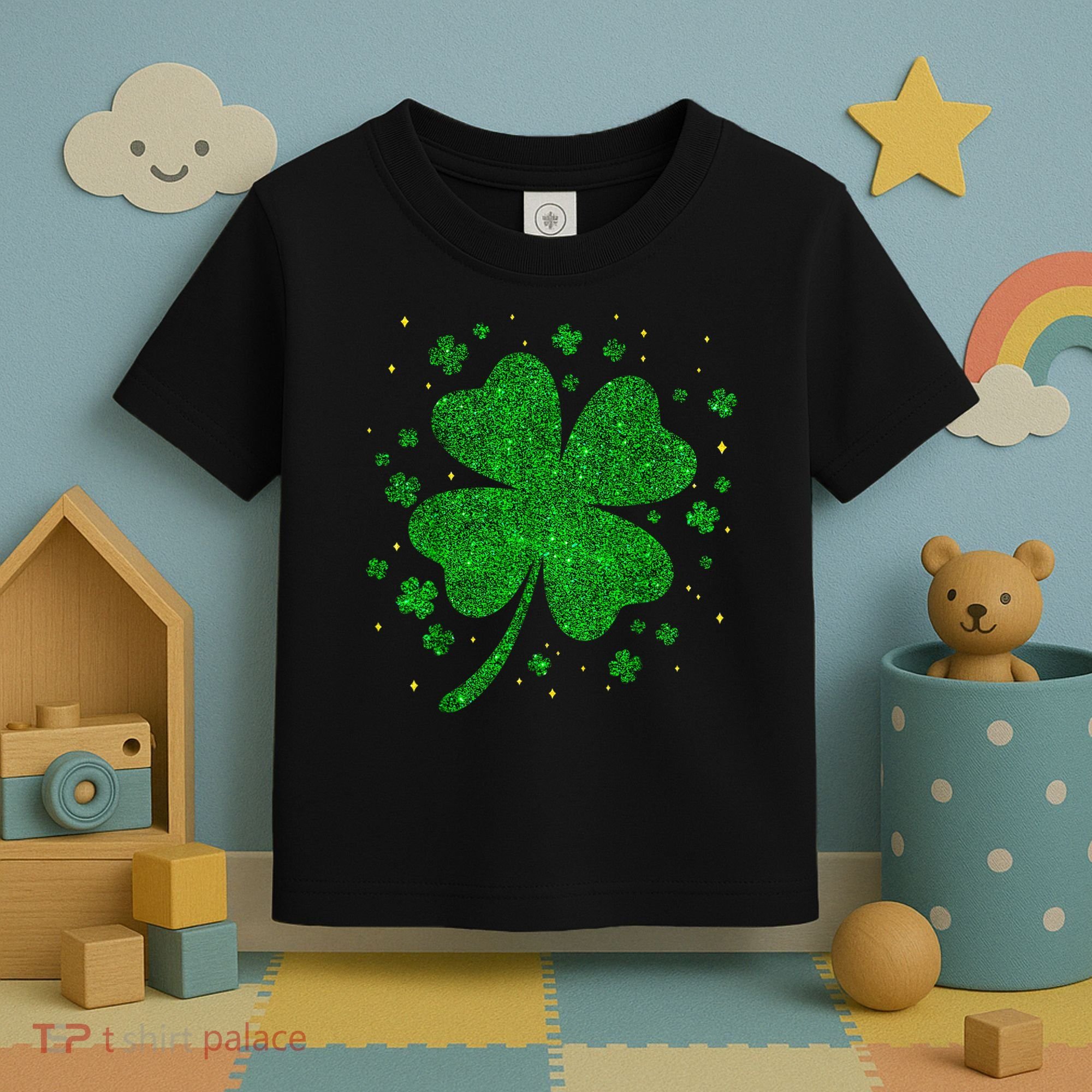 Sparkle Clover Irish For St Patricks & Pattys Day Toddler T-Shirt