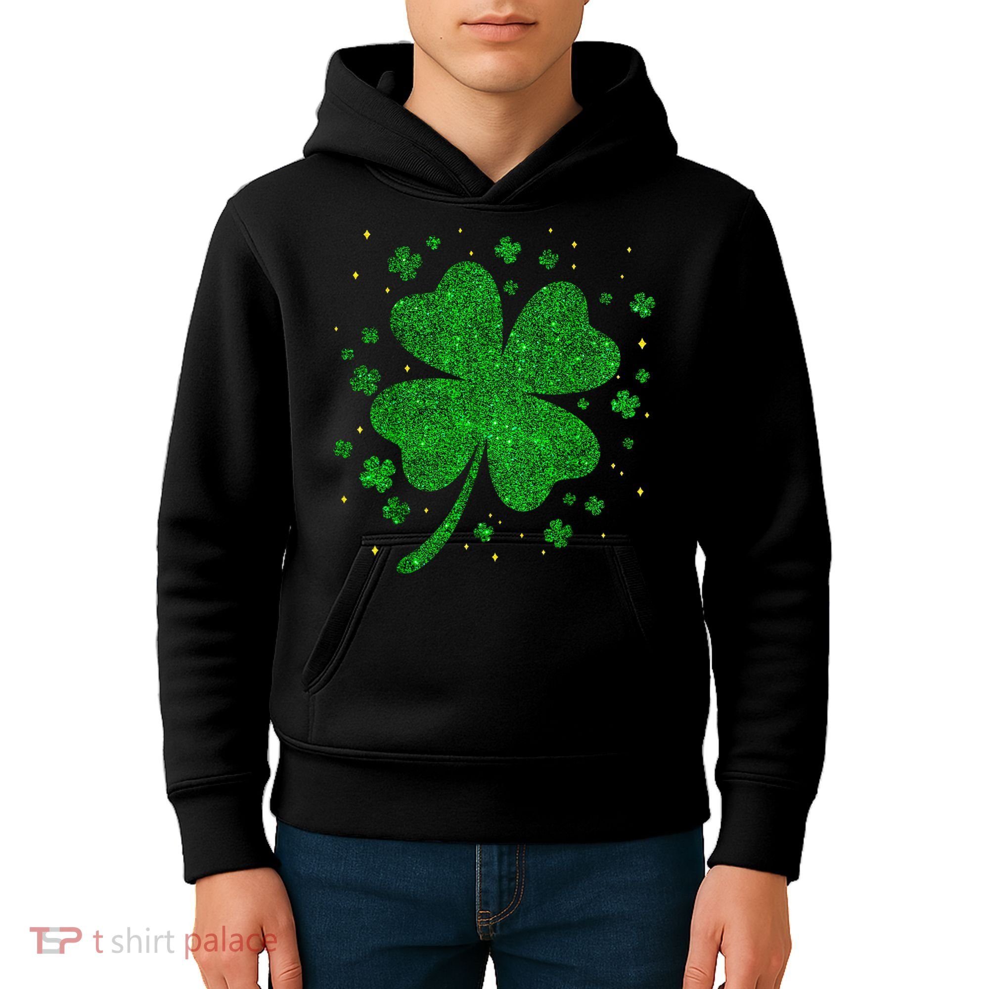 Sparkle Clover Irish For St Patricks & Pattys Day Kids Hoodie