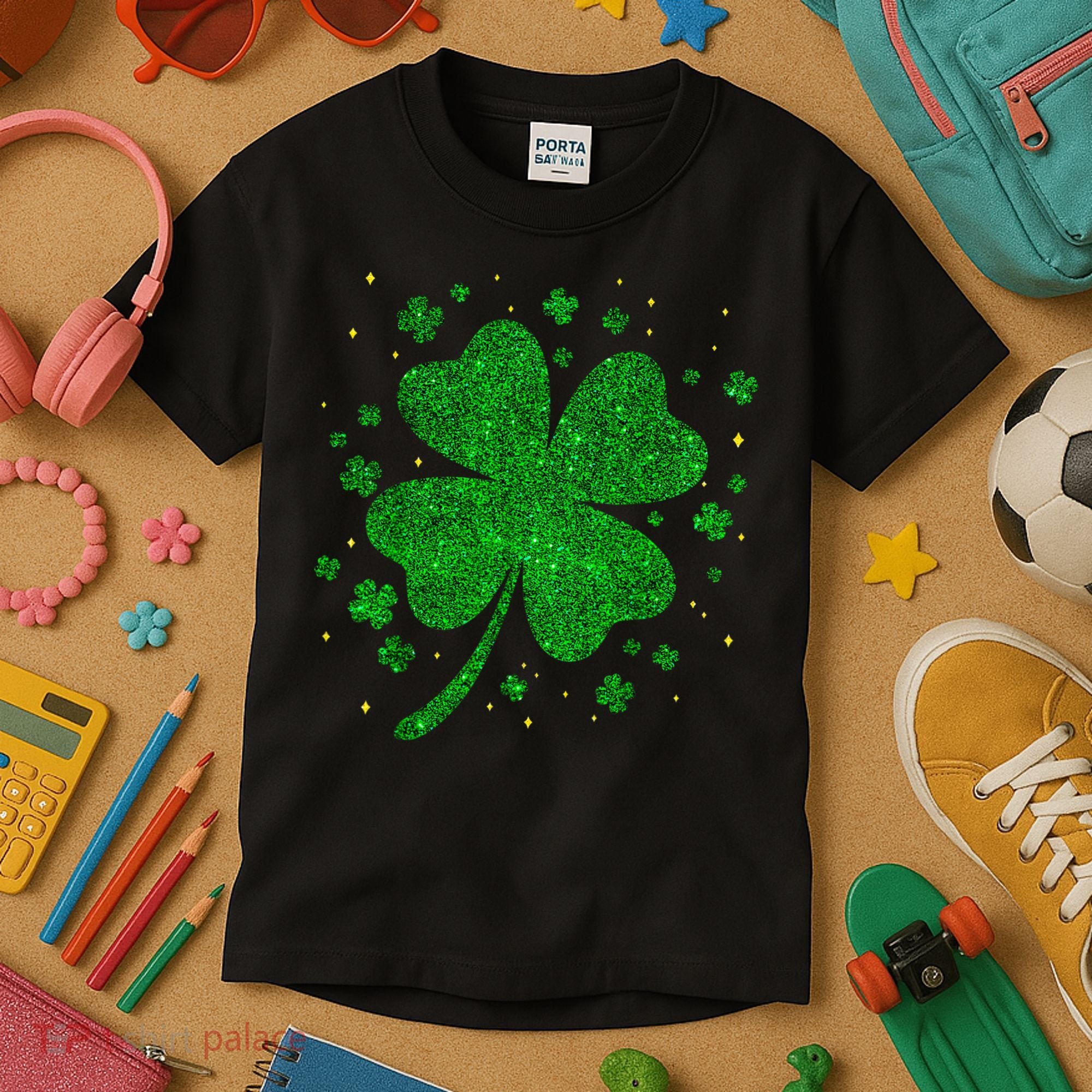 Sparkle Clover Irish For St Patricks & Pattys Day Kids T-Shirt