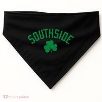 Southside Chicago Irish Shamrock Distressed Green Print Funny Gift USA-Made Doggie Bandana thumb 0
