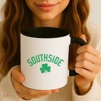 Southside Chicago Irish Shamrock Distressed Green Print Funny Gift Coffee Mug thumb 3