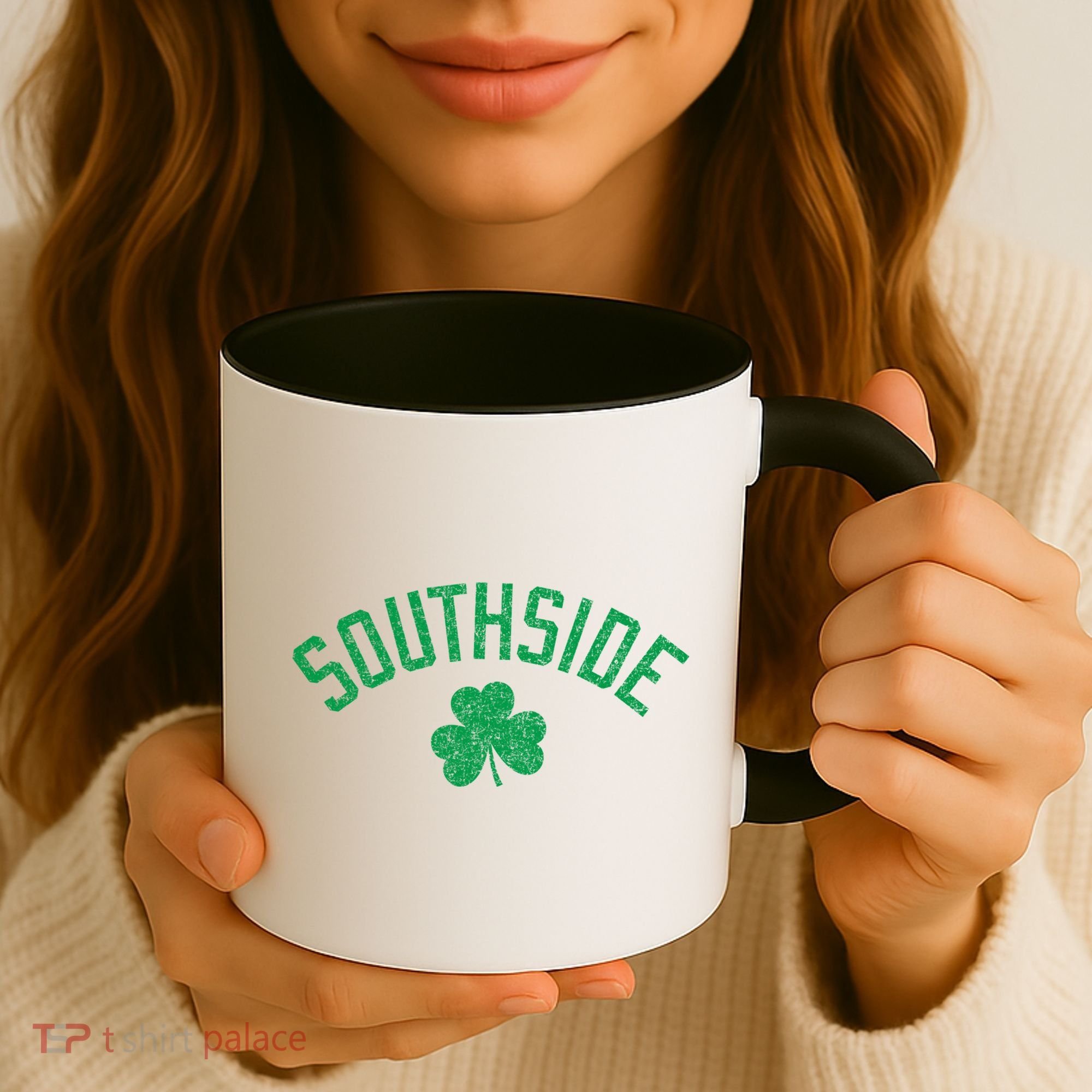 Southside Chicago Irish Shamrock Distressed Green Print Funny Gift Coffee Mug