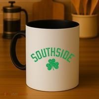 Southside Chicago Irish Shamrock Distressed Green Print Funny Gift Coffee Mug thumb 4