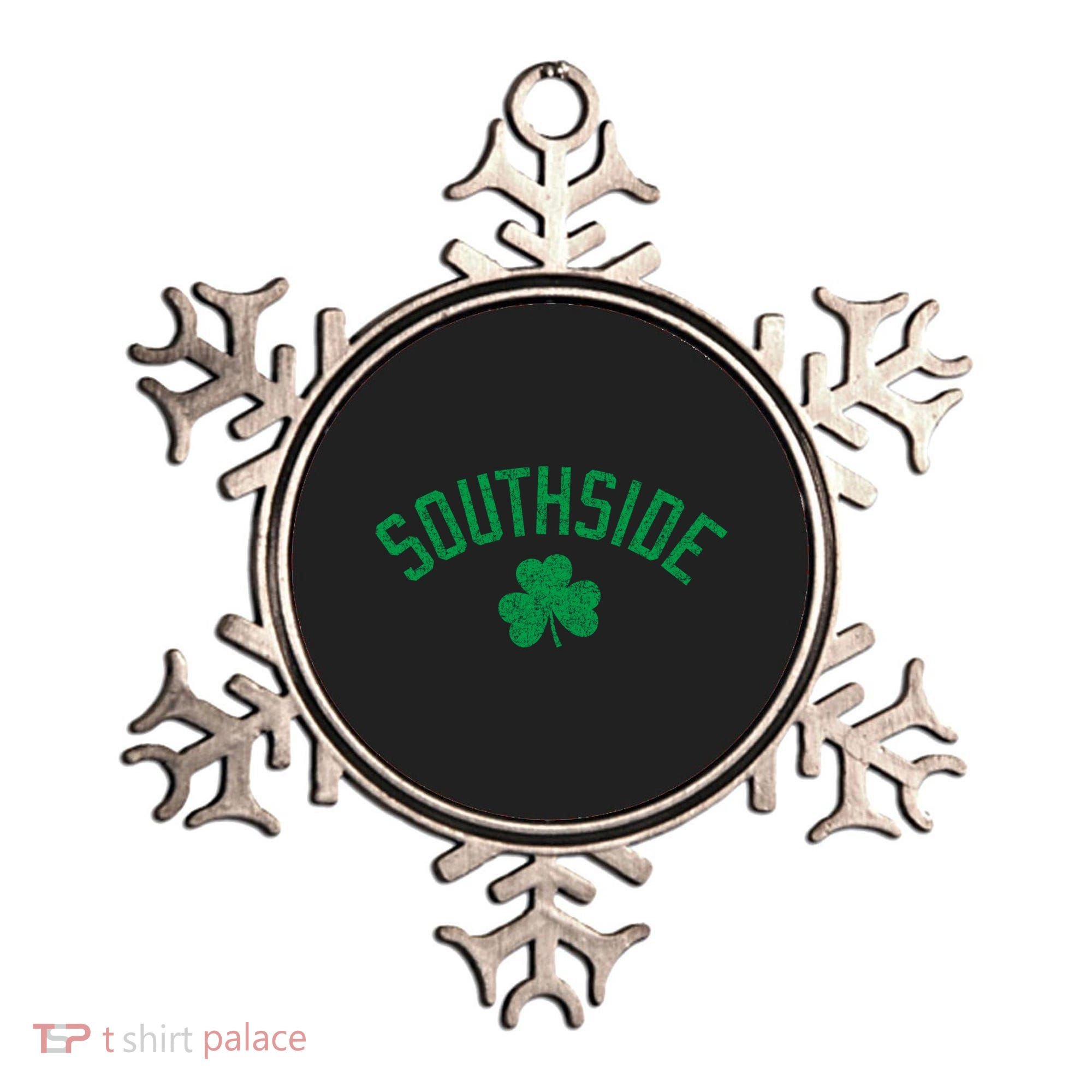 Southside Chicago Irish Shamrock Distressed Green Print Funny Gift Ornament