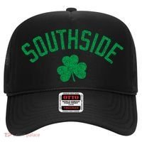 Southside Chicago Irish Shamrock Distressed Green Print Funny Gift Hat thumb 0