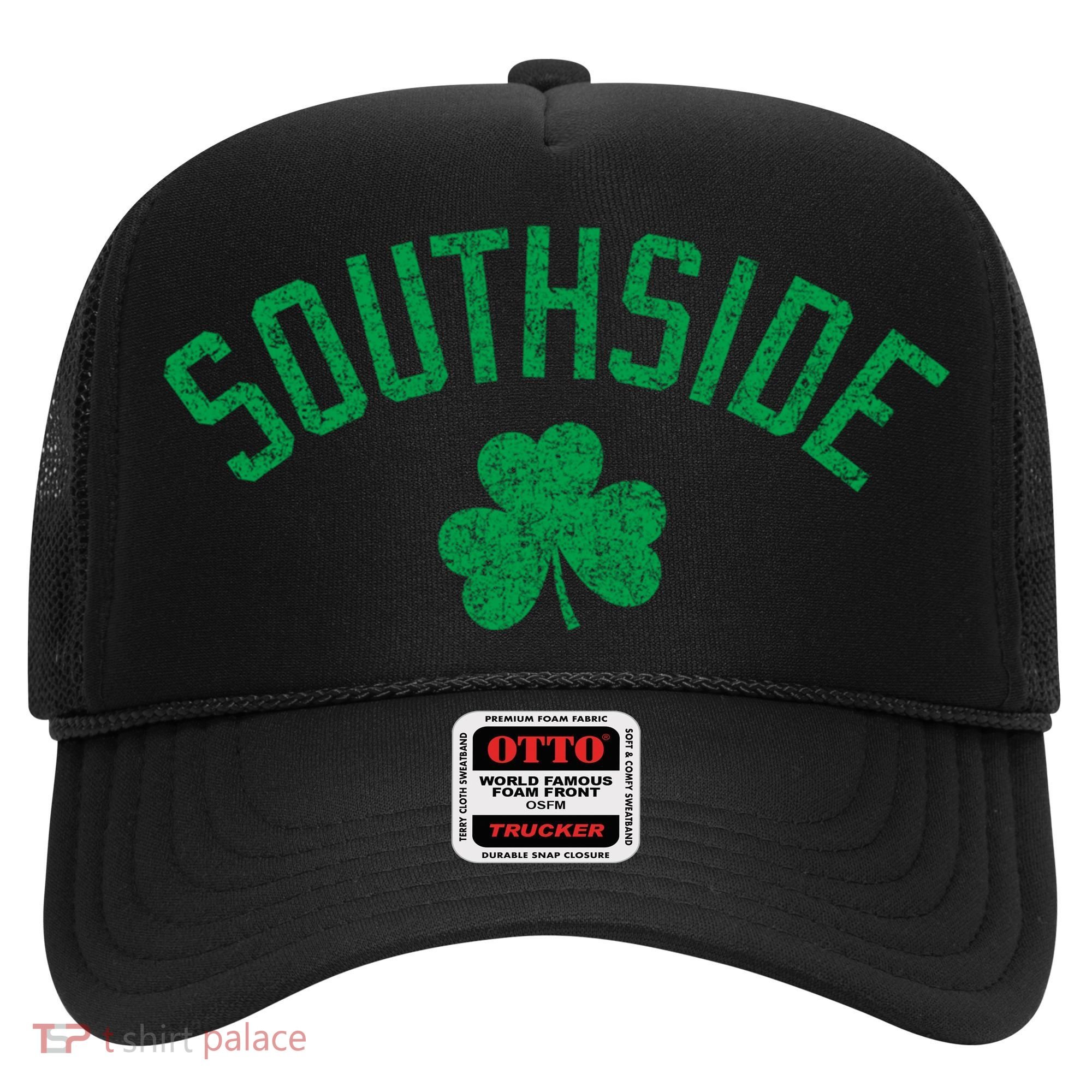 Southside Chicago Irish Shamrock Distressed Green Print Funny Gift Hat