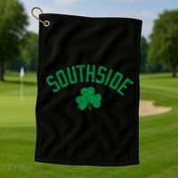 Southside Chicago Irish Shamrock Distressed Green Print Funny Gift Golf Towel thumb 1