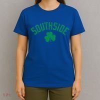 Southside Chicago Irish Shamrock Distressed Green Print Funny Gift T-Shirt thumb 4