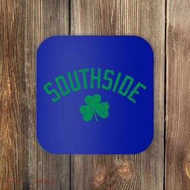 Southside Chicago Irish Shamrock Distressed Green Print Funny Gift Coaster