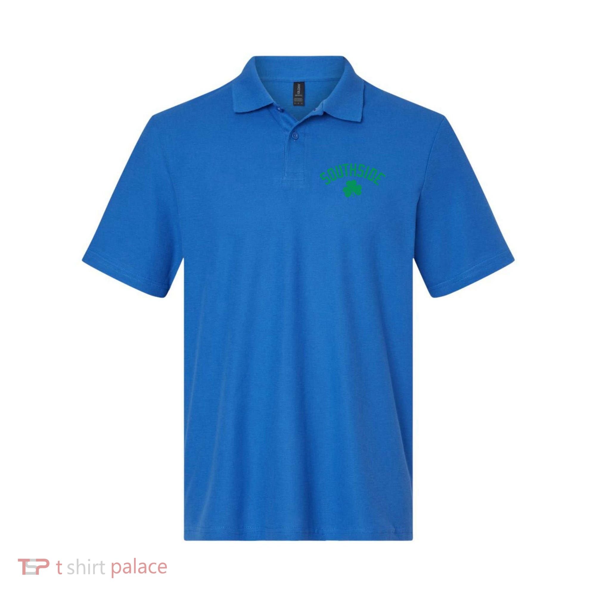 Southside Chicago Irish Shamrock Distressed Green Print Funny Gift Polo