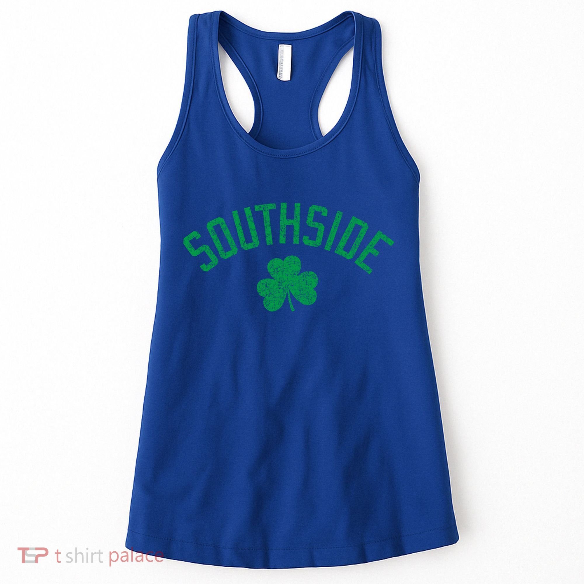 Southside Chicago Irish Shamrock Distressed Green Print Funny Gift Women's Tank Top