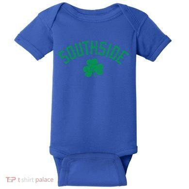 Southside Chicago Irish Shamrock Distressed Green Print Funny Gift Baby Bodysuit
