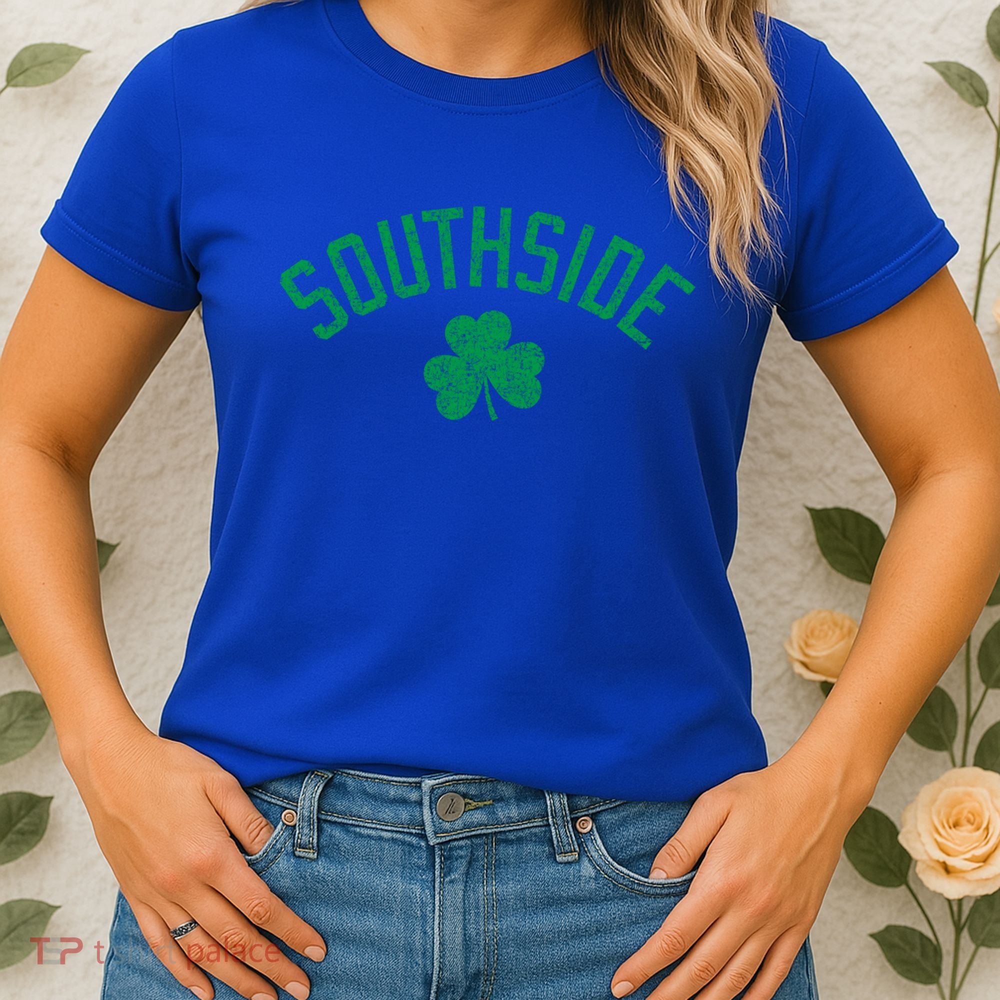 Southside Chicago Irish Shamrock Distressed Green Print Funny Gift Women's T-Shirt