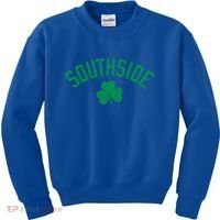 Southside Chicago Irish Shamrock Distressed Green Print Funny Gift Kids Sweatshirt thumb 0