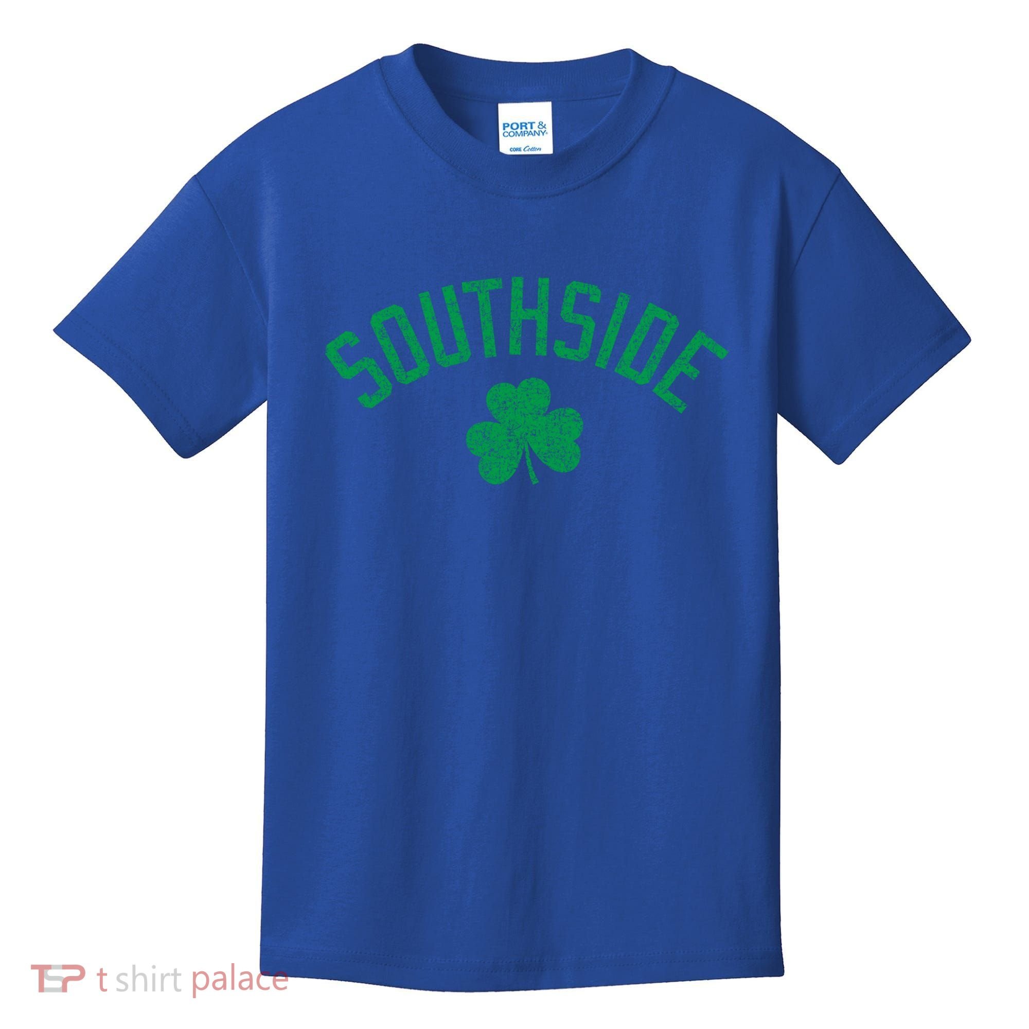 Southside Chicago Irish Shamrock Distressed Green Print Funny Gift Kids T-Shirt