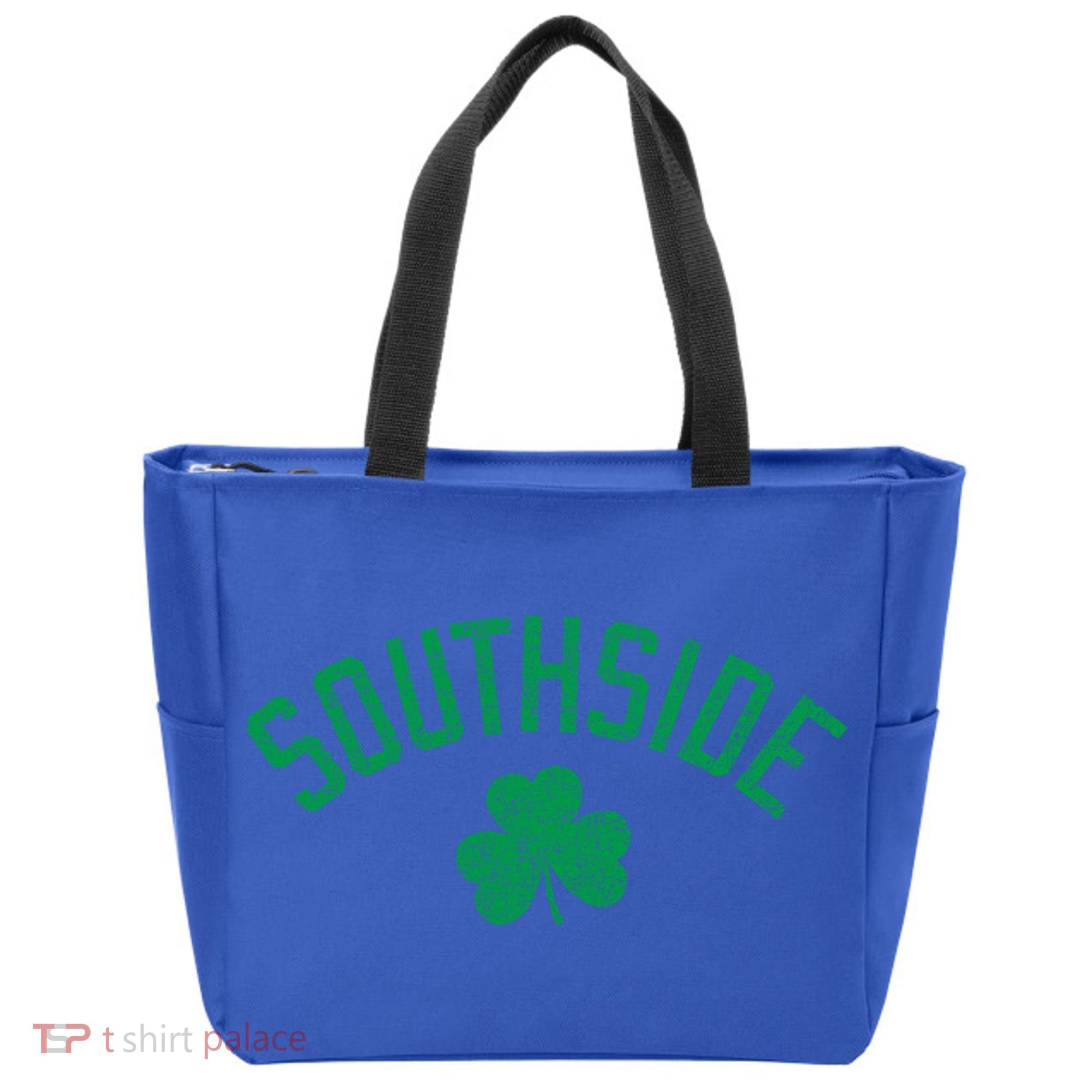 Southside Chicago Irish Shamrock Distressed Green Print Funny Gift Tote Bag