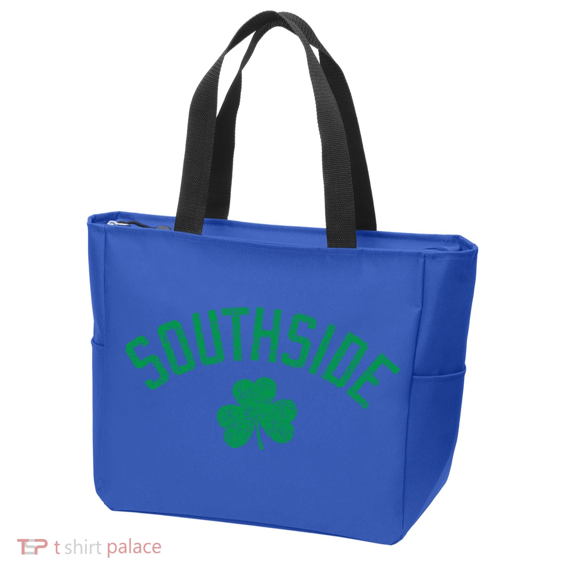 Southside Chicago Irish Shamrock Distressed Green Print Funny Gift Tote Bag