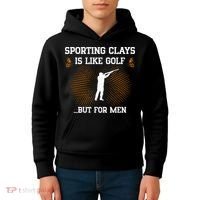 Sporting Clays Is Like Golf But For Trap Skeet Shooting Kids Hoodie thumb 4