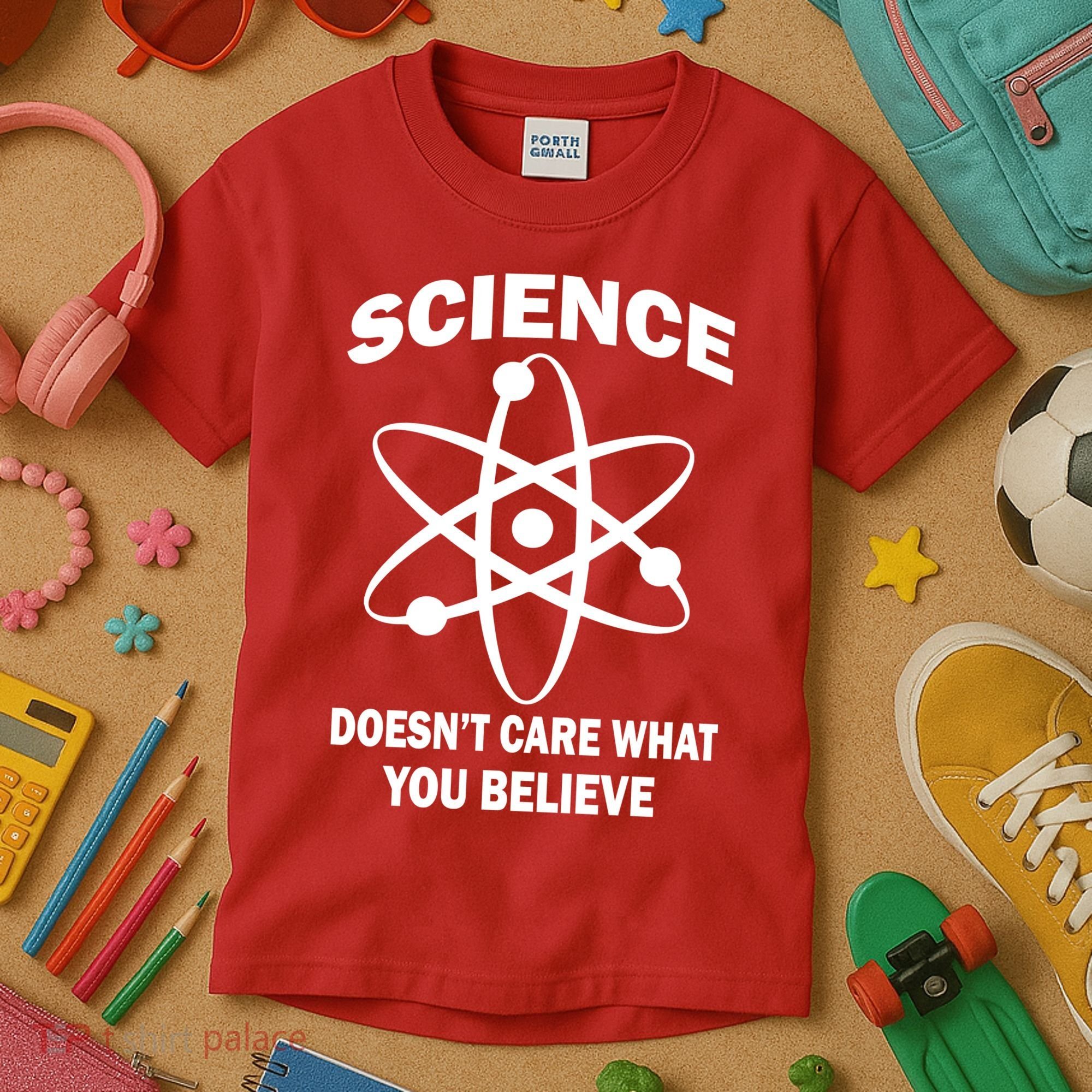 Science Doesn't Care What You Believe Atom Kids T-Shirt