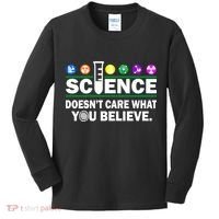Science Doesn't Care What You Believe Saying Kids Long Sleeve Shirt thumb 0