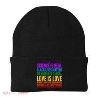 Science Is Real Black Lives Matter Love Is Love Beanie thumb 0