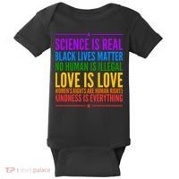 Science Is Real Black Lives Matter Love Is Love Baby Bodysuit thumb 0