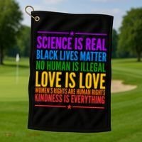 Science Is Real Black Lives Matter Love Is Love Golf Towel thumb 1
