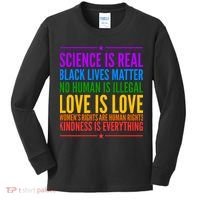Science Is Real Black Lives Matter Love Is Love Kids Long Sleeve Shirt thumb 0