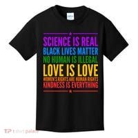 Science Is Real Black Lives Matter Love Is Love Kids T-Shirt thumb 0