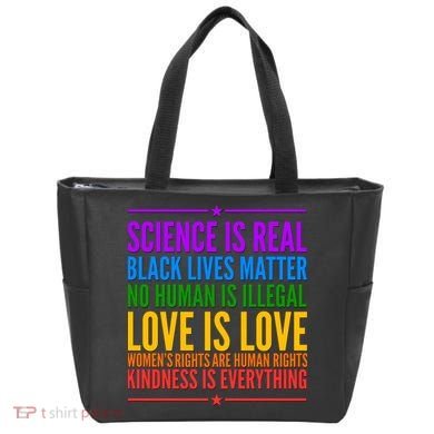 Science Is Real Black Lives Matter Love Is Love Tote Bag