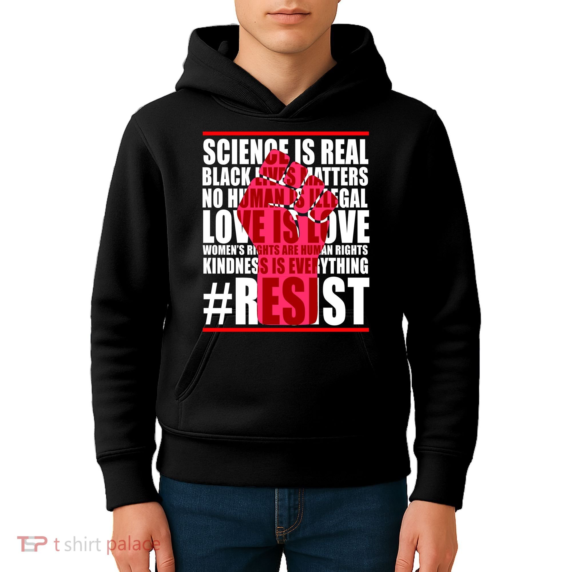Science Is Real Resist Quote Kids Hoodie