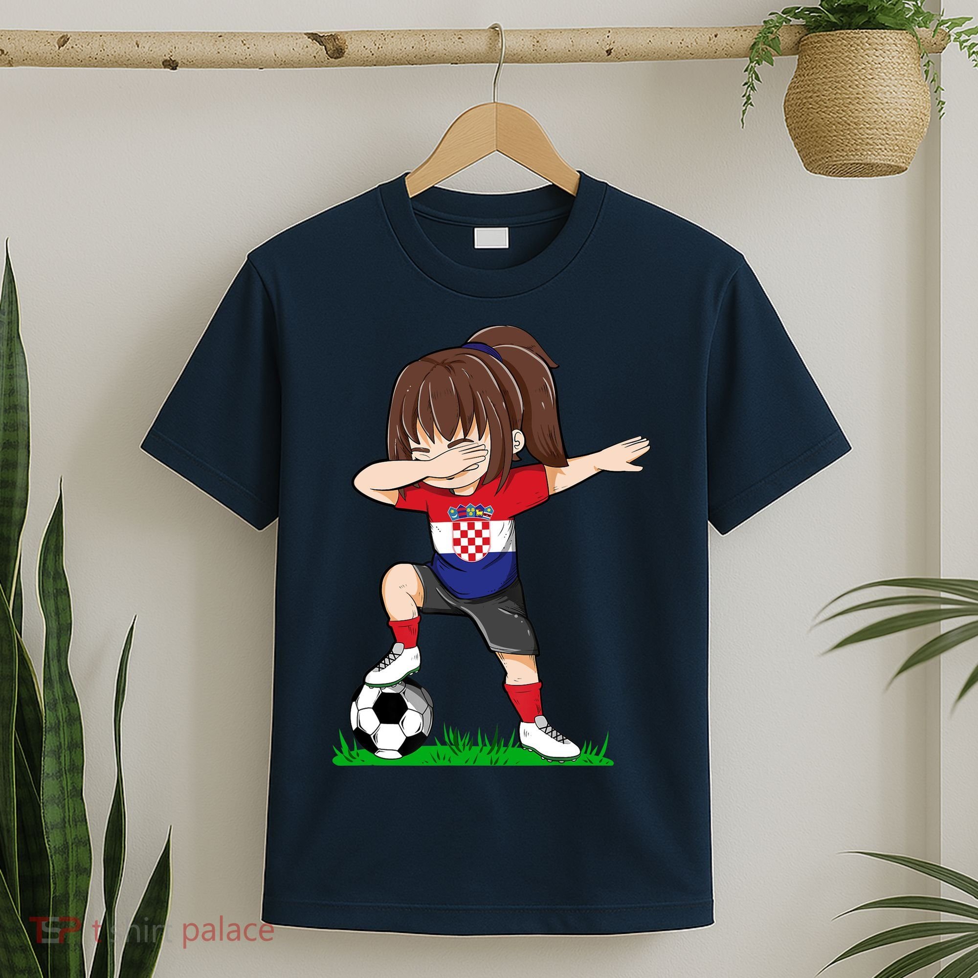 Soccer Croatia Jersey Croatian Flag Football Girls Dab T-Shirt