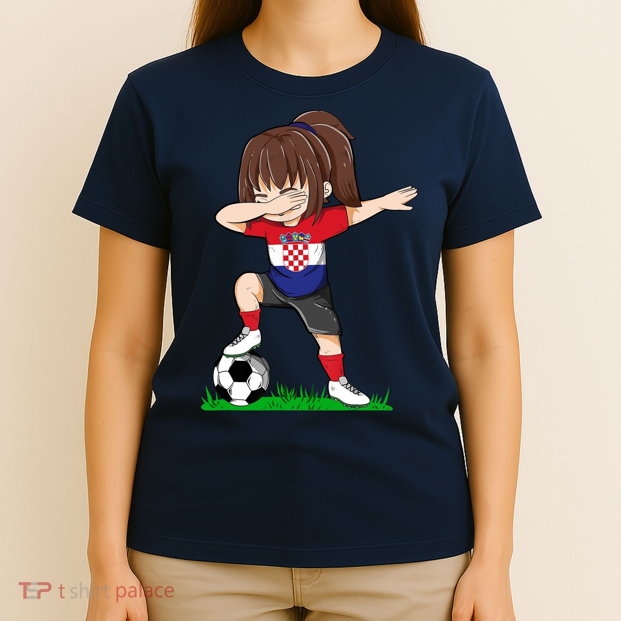 Soccer Croatia Jersey Croatian Flag Football Girls Dab T-Shirt