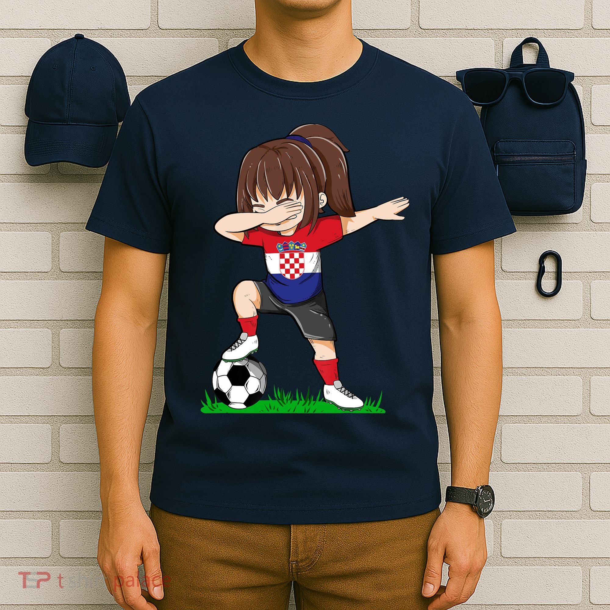 Soccer Croatia Jersey Croatian Flag Football Girls Dab T-Shirt