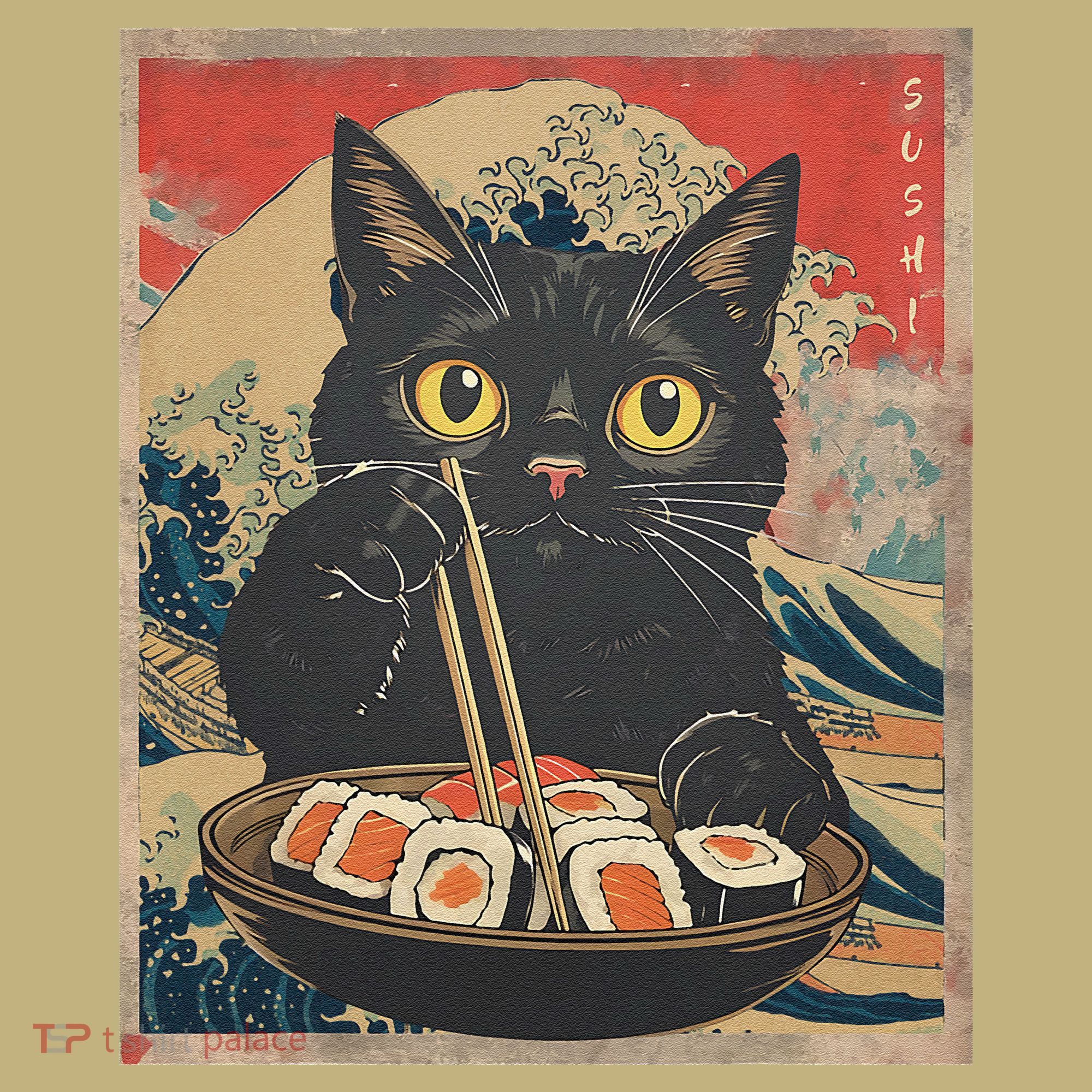 Sushi Cat Japanese Kawaii Sushi Cat Japan Anime Sushi Cat T-Shirt