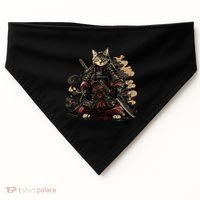 Samurai Cat Japanese Graphic Art Anime Warrior Cat Lover USA-Made Doggie Bandana thumb 0