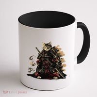 Samurai Cat Japanese Graphic Art Anime Warrior Cat Lover Coffee Mug thumb 1