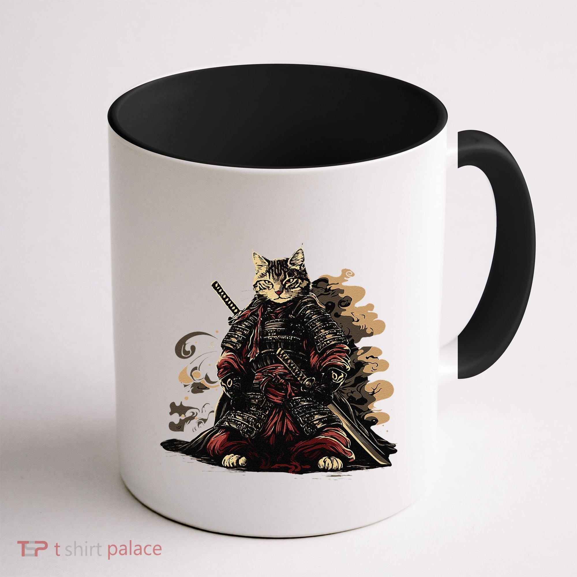 Samurai Cat Japanese Graphic Art Anime Warrior Cat Lover Coffee Mug