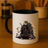 Samurai Cat Japanese Graphic Art Anime Warrior Cat Lover Coffee Mug thumb 4