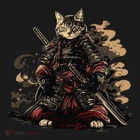 Samurai Cat Japanese Graphic Art Anime Warrior Cat Lover Baby Bodysuit thumb 2