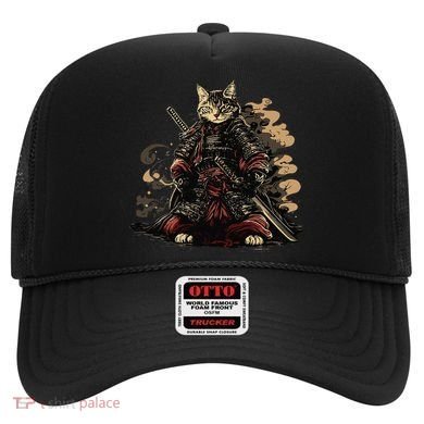 Samurai Cat Japanese Graphic Art Anime Warrior Cat Lover Hat
