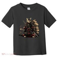 Samurai Cat Japanese Graphic Art Anime Warrior Cat Lover Toddler T-Shirt thumb 0