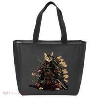 Samurai Cat Japanese Graphic Art Anime Warrior Cat Lover Tote Bag thumb 0