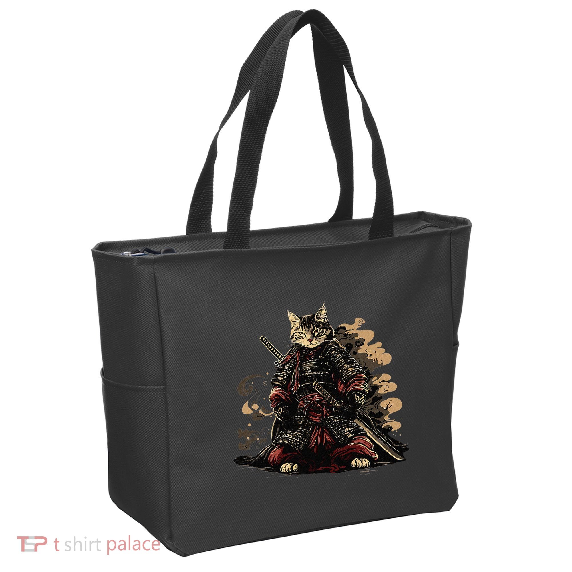 Samurai Cat Japanese Graphic Art Anime Warrior Cat Lover Tote Bag