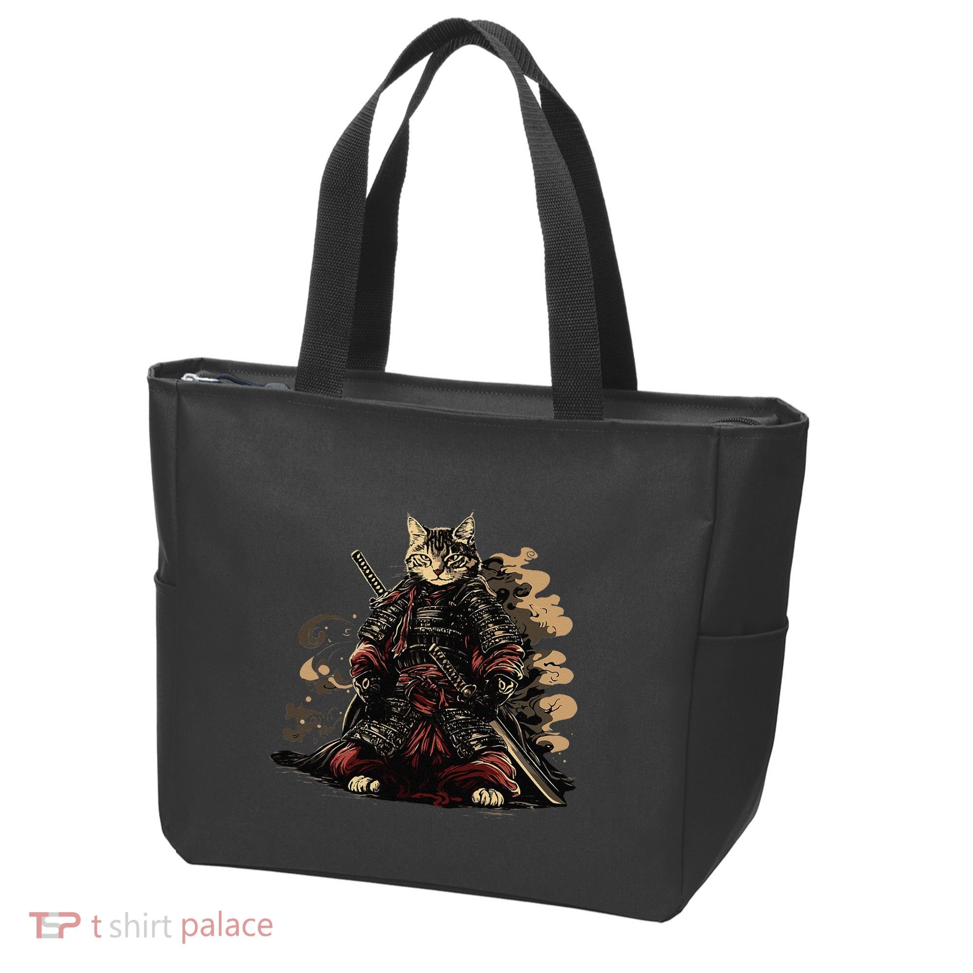 Samurai Cat Japanese Graphic Art Anime Warrior Cat Lover Tote Bag